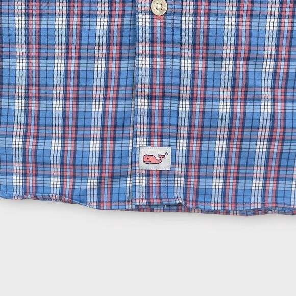 $118 Vineyard Vines Performance Murray Shirt Mens Medium Check Blue Button Down - Picture 5 of 11